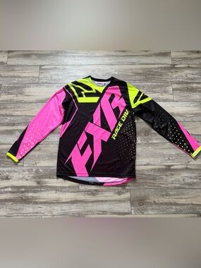 FXR Long Sleeve Race Jersey - Black/Pink/Neon Yellow